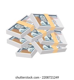 Mongolian Tugrik Vector Illustration. Mongolia money set bundle banknotes. Paper money 1000 MNT. Flat style. Isolated on white background. Simple minimal design.