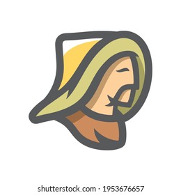 Ilustración de dibujos animados de hombres guerreros mongoles Icono del vector.