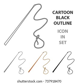 Mongolian whip.The whip is for herding cattle. single icon in cartoon style vector symbol stock illustration.