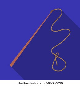 Mongolian whip.The whip is for herding cattle.Mongolia single icon in flat style vector symbol stock illustration.
