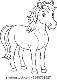 Mongolian wild horse cartoon art great for printable coloring pages