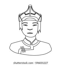The Mongols in the helmet. Mongolia single icon in outline style vector symbol stock illustration.