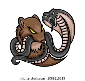 Mongoose and cobra icon on a white background. 