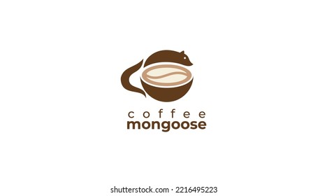 Mongoose Coffee Logo Design Concept Vector Illustration
