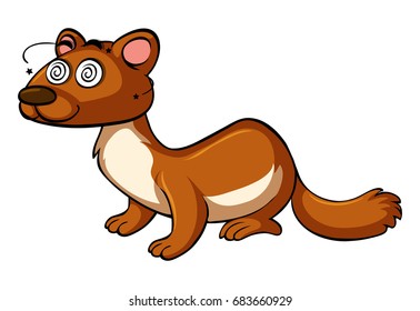 Mongoose with dizzy face illustration