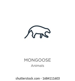 Mongoose icon. Thin linear mongoose outline icon isolated on white background from animals collection. Line vector sign, symbol for web and mobile