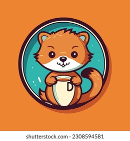 Mongoose mascot character for a cup of coffee cheerful for a cafe