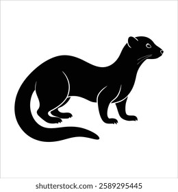 A mongoose silhouette illustration on white background, silhouette of a polar bear.