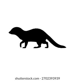 Projeto de ilustração plana de vetor de silhueta de mangusto.