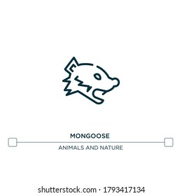 icono de la línea vectorial mongoose. Ilustración de elemento simple. icono del contorno de la mangosta a partir del concepto de animales forestales. Se puede usar para web y móvil
