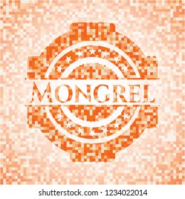 Mongrel abstract orange mosaic emblem with background