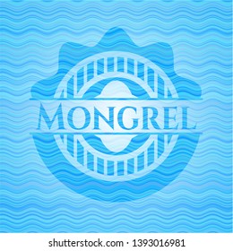 Mongrel sky blue water wave badge background. Vector Illustration. Detailed.