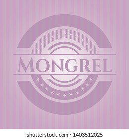 Mongrel vintage pink emblem. Vector Illustration. Detailed.
