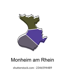 Monheim Am Rhein City Map. vector map of German Country design template with outline graphic colorful style on white background