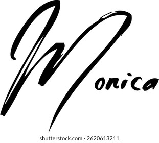 Monica Baby Girl Name In Stylish Brush Typography Text
