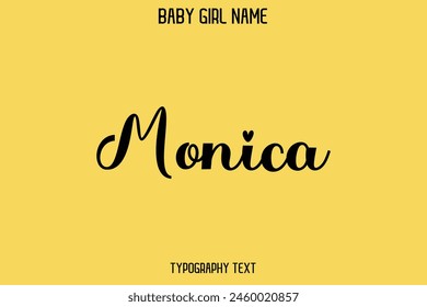 Monica Female Name - Kursiver handgezeichneter Schriftzug Vektorgrafik Typografie Text auf gelbem Hintergrund