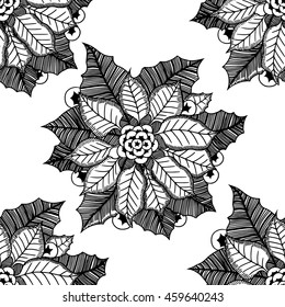 Monichrome flower Christmas texture seamless. Vector illustration image