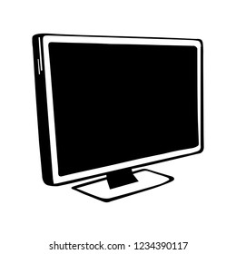 monito cartoon vector and illustration, black and white, hand drawn, sketch, isolated on white background.