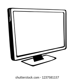 monito cartoon vector and illustration, black and white, hand drawn, sketch, isolated on white background.