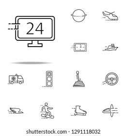 monitor and 24 icon. Speed icons universal set for web and mobile