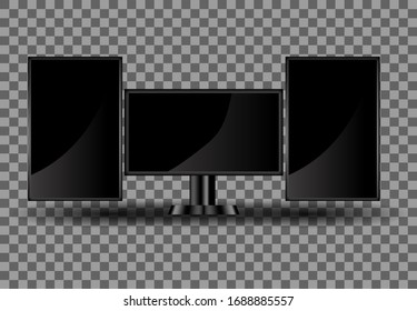 Monitor 3d realistic , technology screen digital illustration , template business digital display