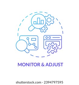 Monitor and adjust blue gradient concept icon. Marketing analysis. Data analytics. Content strategy. Track performance abstract idea thin line illustration. Isolated outline drawing