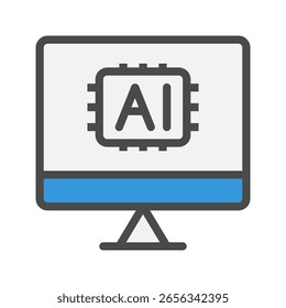 Icono de color del monitor AI. Iconos de trazo editables. Se puede utilizar para Web, App móviles y software.
