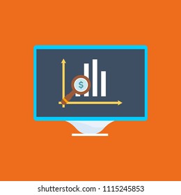 monitor with analysis icon