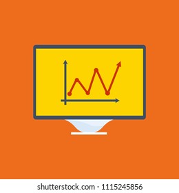 monitor with analysis icon