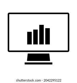 Monitor mit dem Symbol des Analytischen Diagramms. Black Stencil Design. Vektorgrafik.