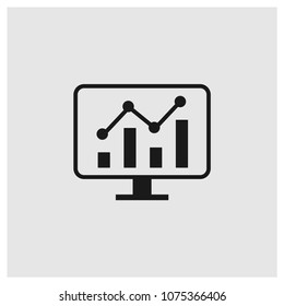 Monitor analytics sign icon in trendy flat style isolated on grey background, finance symbol vector illustration for web