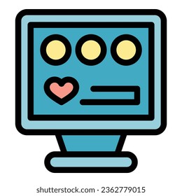 Monitor app icon outline vector. Info device. Counter device color flat