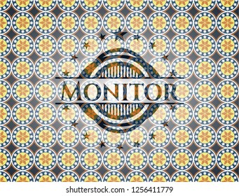 Monitor arabic style badge. Arabesque decoration.
