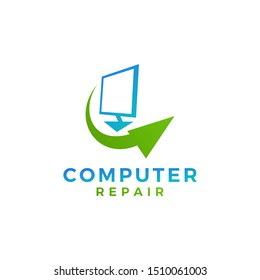 Monitor Arrow Logo Design Computer Repair Stock Vector (Royalty Free ...