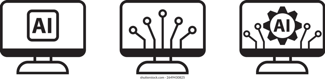 Monitor artificial intelligence ai gear circuity board icon vector image