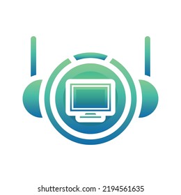 monitor astronaut logo gradient design template icon element