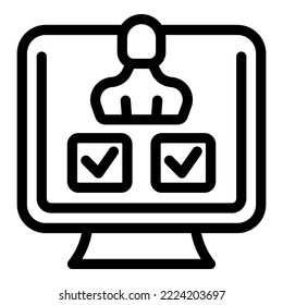 Monitor ballot icon outline vector. Public vote. Election online