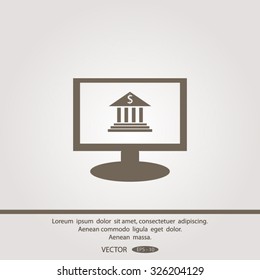 Monitor with bank vector icon