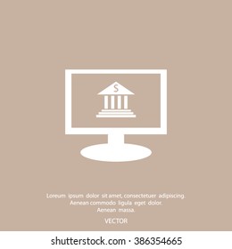 Monitor with bank vector icon