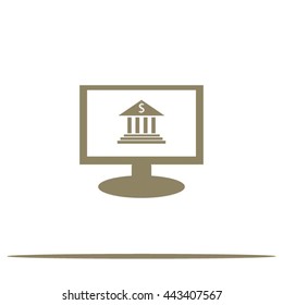 Monitor with bank vector icon