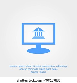 Monitor with bank vector icon