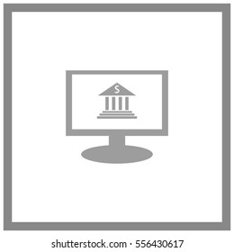 Monitor with bank vector icon