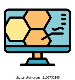 Monitor biology icon. Outline monitor biology vector icon color flat isolated