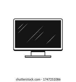 Monitor Black flat design Icon Isolated on white background