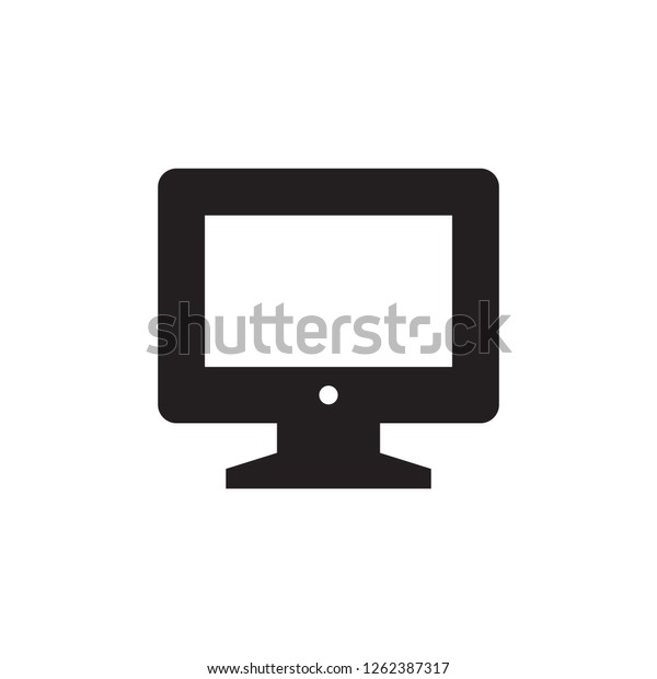 Monitor - black icon on white background vector\
illustration for website, mobile application, presentation,\
infographic. Computer display concept sign. Screen symbol. Video\
movie insignia.