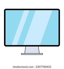 Monitor with blank screen. Icon. Cartoon. Vector illustration. Isolated on white background