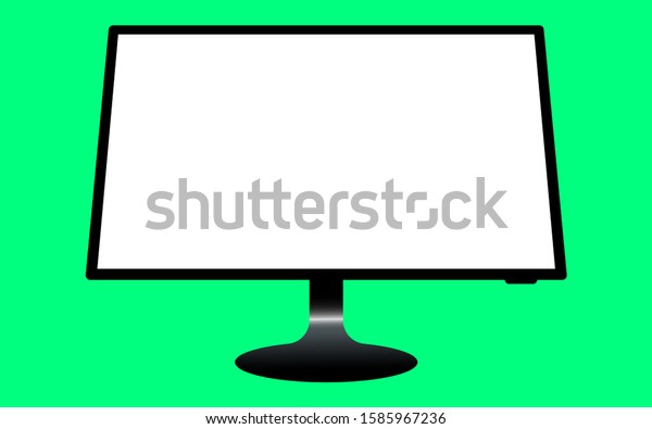 Monitor with a blank screen on a\
green background. Mockup design. vector illustration\
elements.