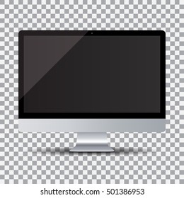 Monitor with blank screen on a transparent background