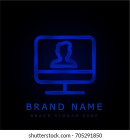 Monitor blue chromium metallic logo