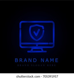 Monitor blue chromium metallic logo